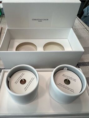 Dior Matte White Ceramic Candle Holders — Pair